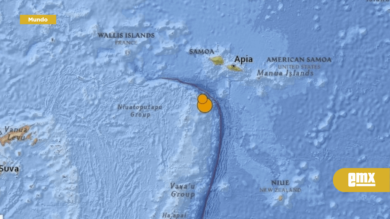 EMX-Se registra terremoto de 6.7 en las aguas de Samoa, en el Pacífico