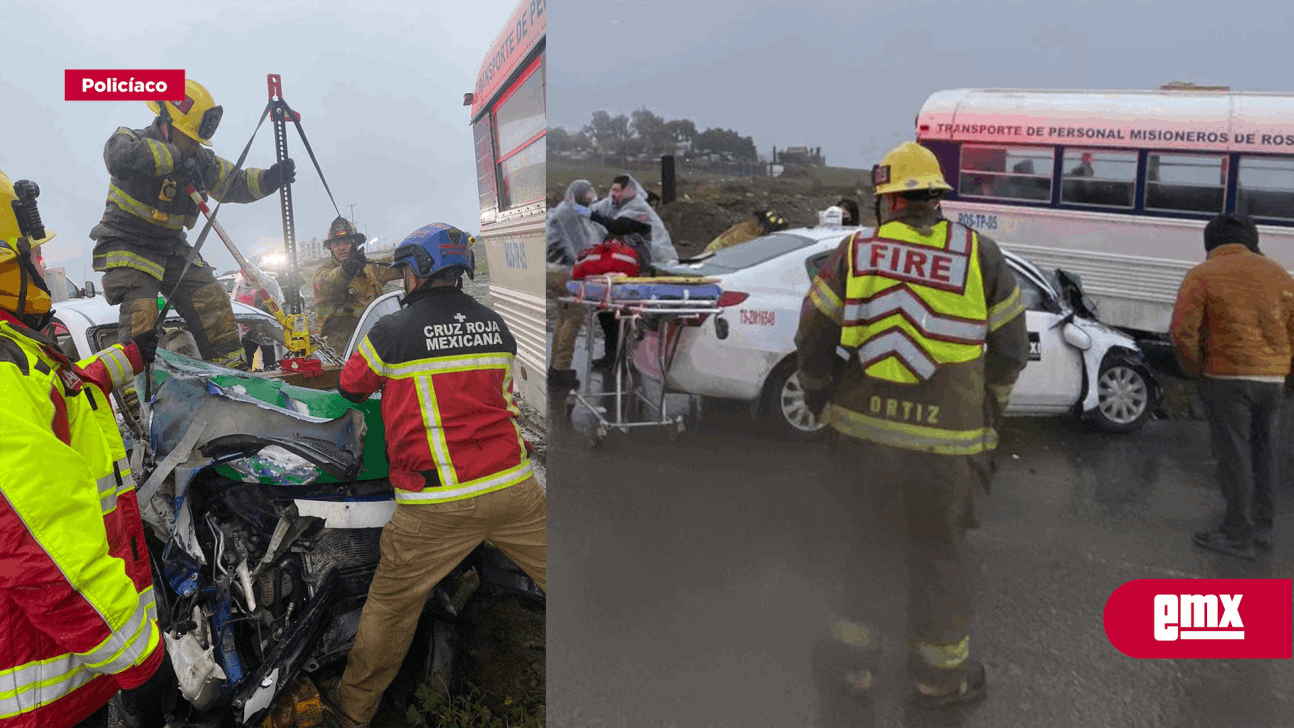Dos lesionados en choque de taxi y camión de personal, u... El Mexicano