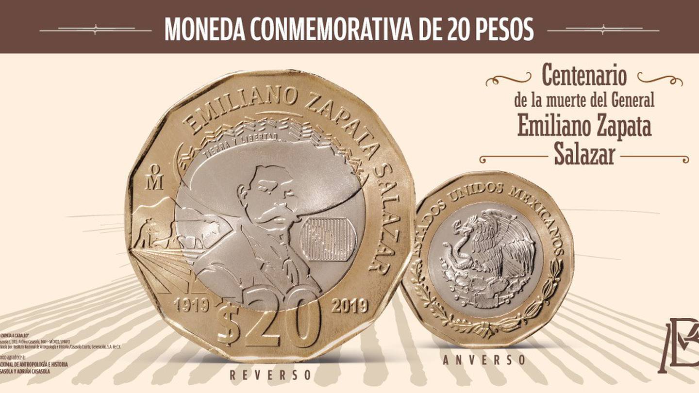 EMX-Nueva moneda de 20 pesos conmemora a Emiliano Zapata